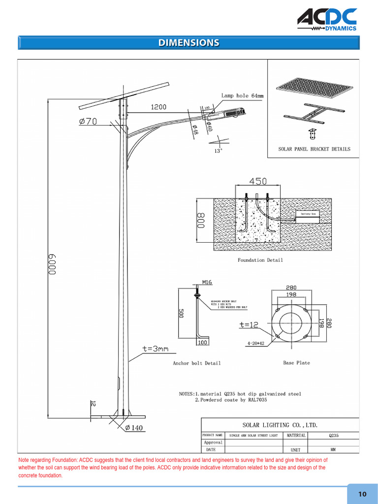 SL-30W Pole Drawing | PDF