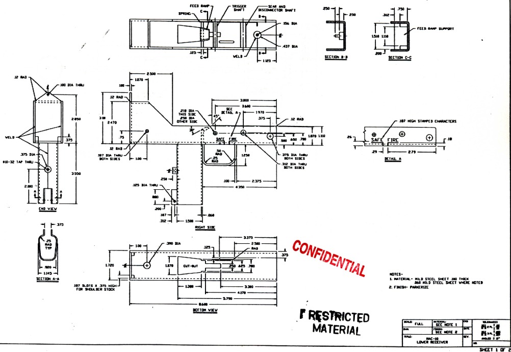 Mac10 SMG LowerUpper Receiver Blueprints