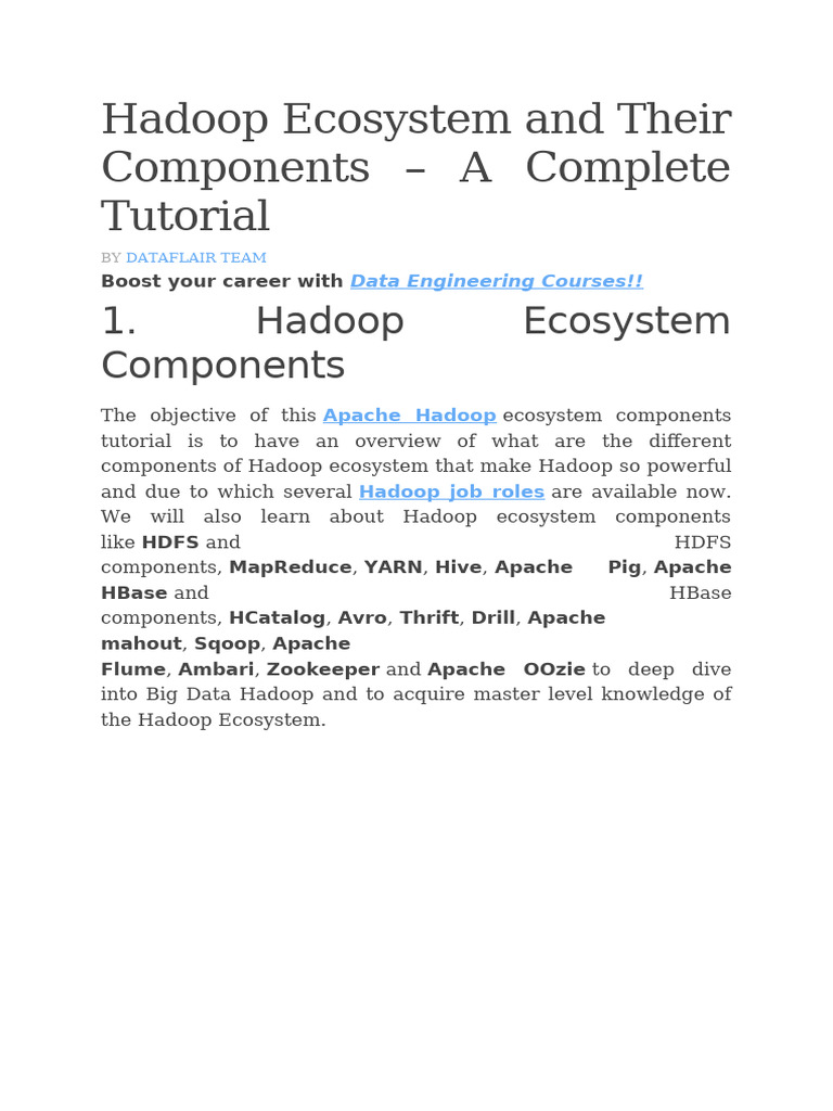Hadoop Ecosystem and Their Components | PDF | Apache Hadoop | Map Reduce