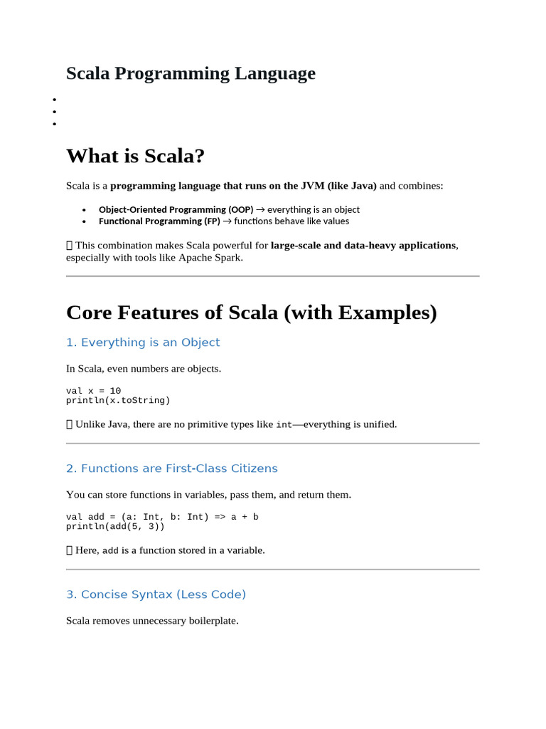 Scala | PDF | Scala (Programming Language) | Apache Spark