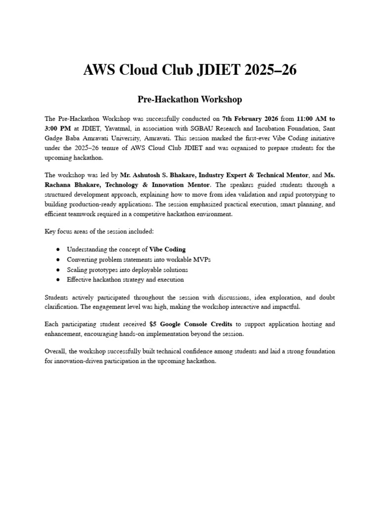 Pre Hackathon Workshop | PDF