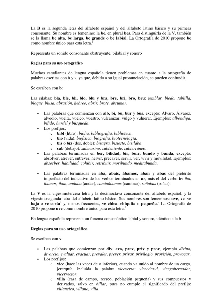 Uso correcto de la B y V en español | PDF | Semiótica | Lingüística