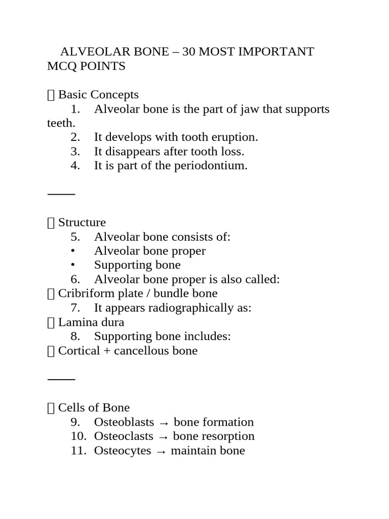 Alveolar Bone Main Points | PDF