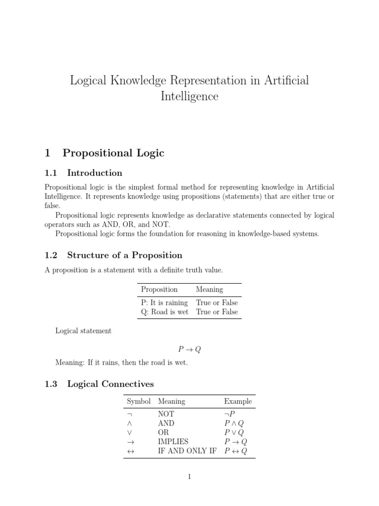 Unit -III Logic in Knowledge Representation | PDF