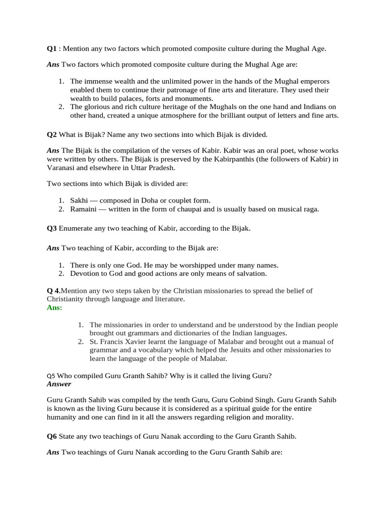 Grade 9 Composite Culture | PDF | Bhakti Movement | Guru Granth Sahib