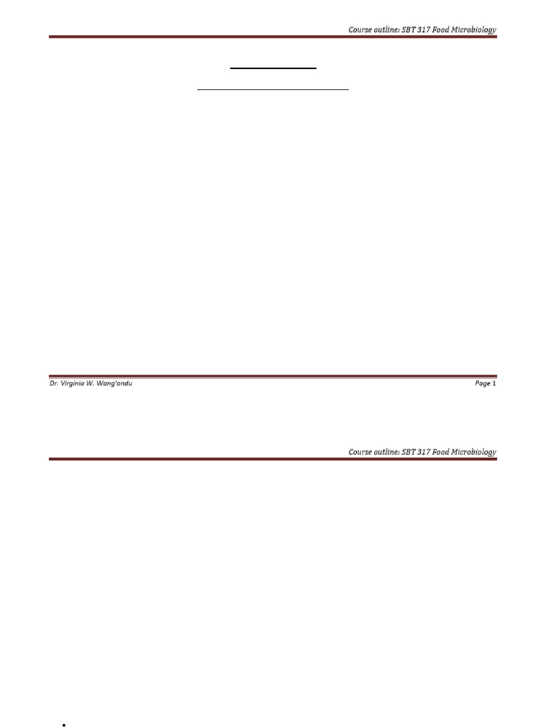 SBT 317 COURSE OUTLINE NEW | PDF | Microorganism | Food Preservation