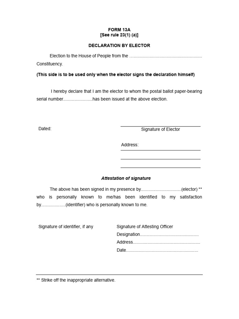 Form 13A | PDF | Absentee Ballot | Voting