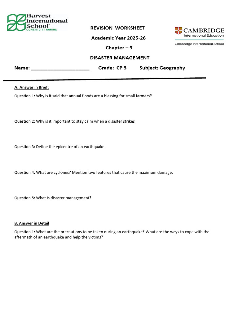Worksheet Natural Disasters | PDF