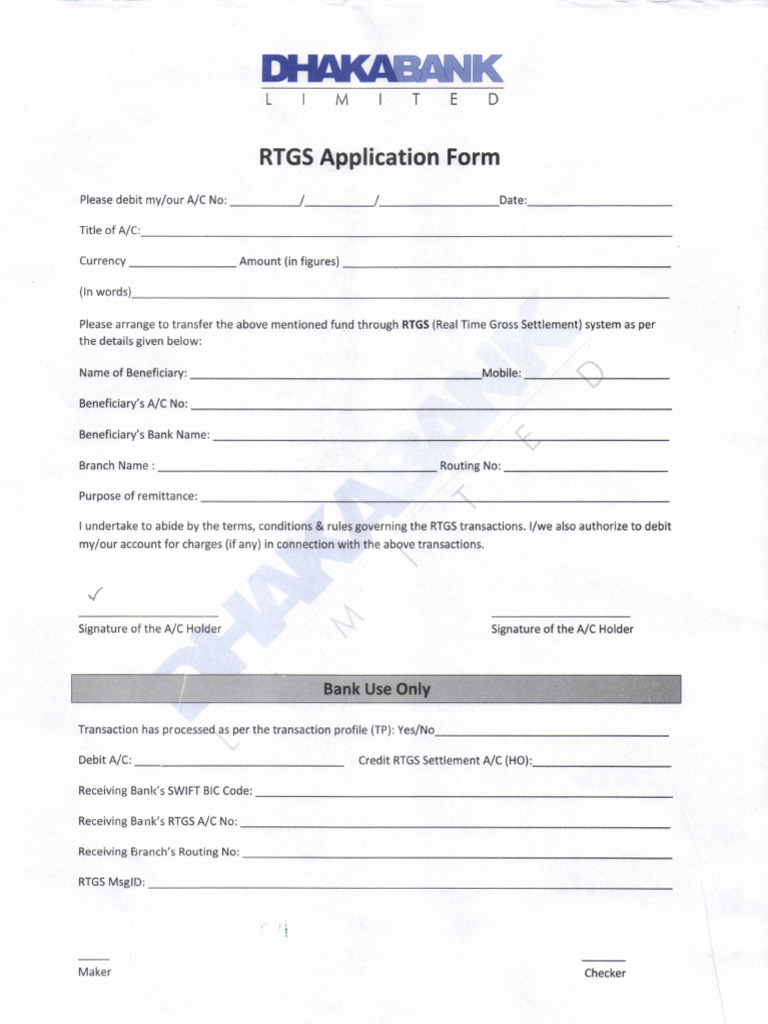 Rtgs Form- Dbl | PDF