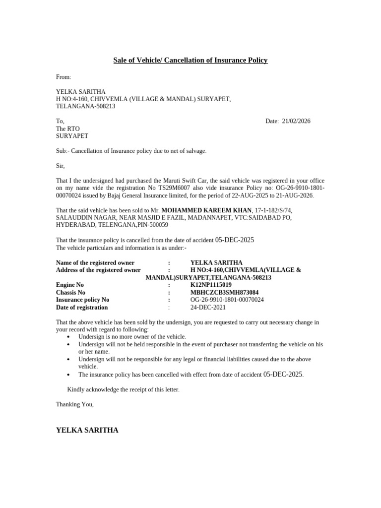 Letter to RTO | PDF