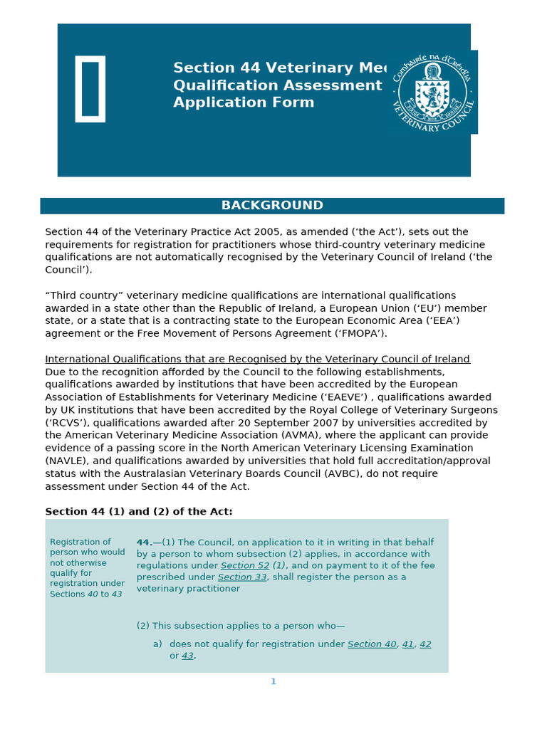 Section 44 - Application Form_2025 | PDF | Veterinary Medicine | Medicine