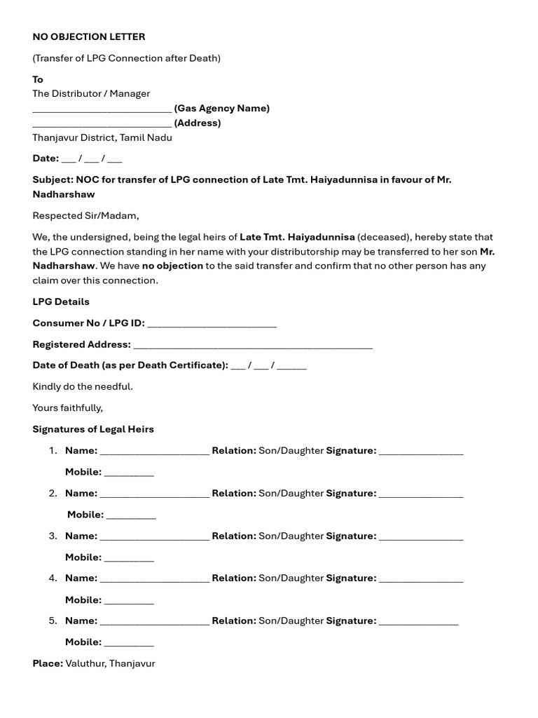 No Objection Letter | PDF