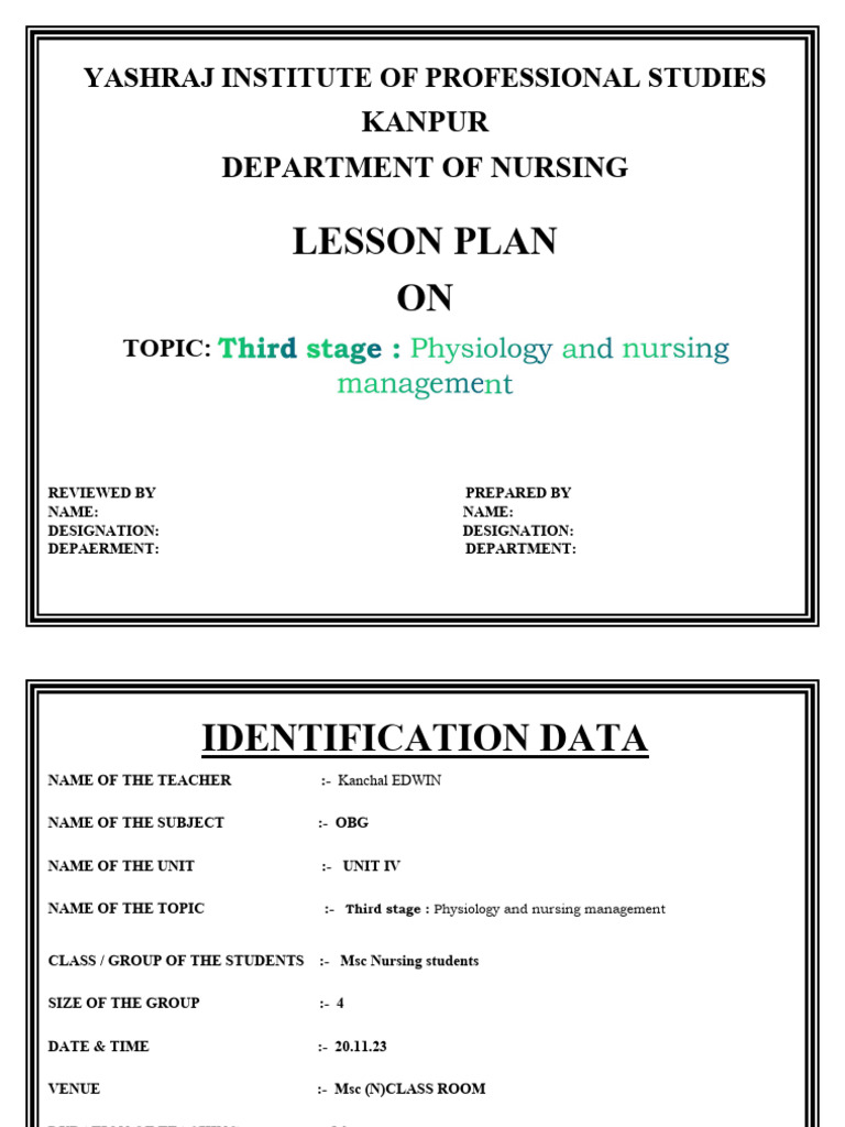 Obg Lesson Plan Format | PDF | Childbirth | Postpartum Period