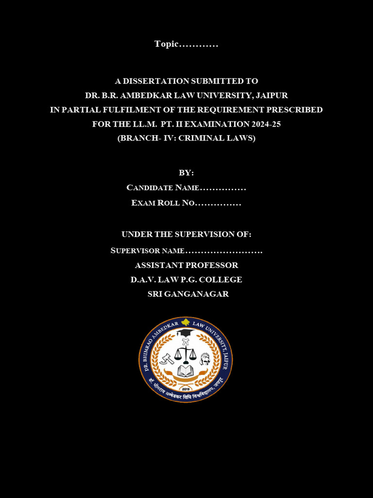 Dissertation Format file, DAV Law College, SGNR_260422_110625 | PDF ...