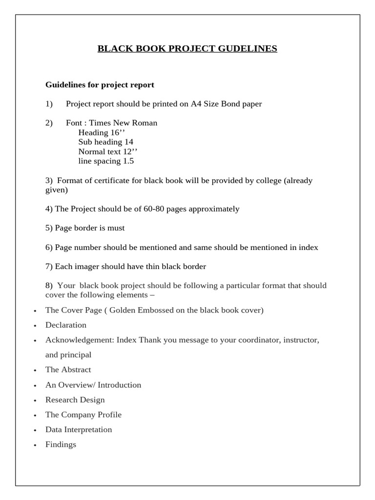 Black Book Project Gudelines | PDF | Books | Data