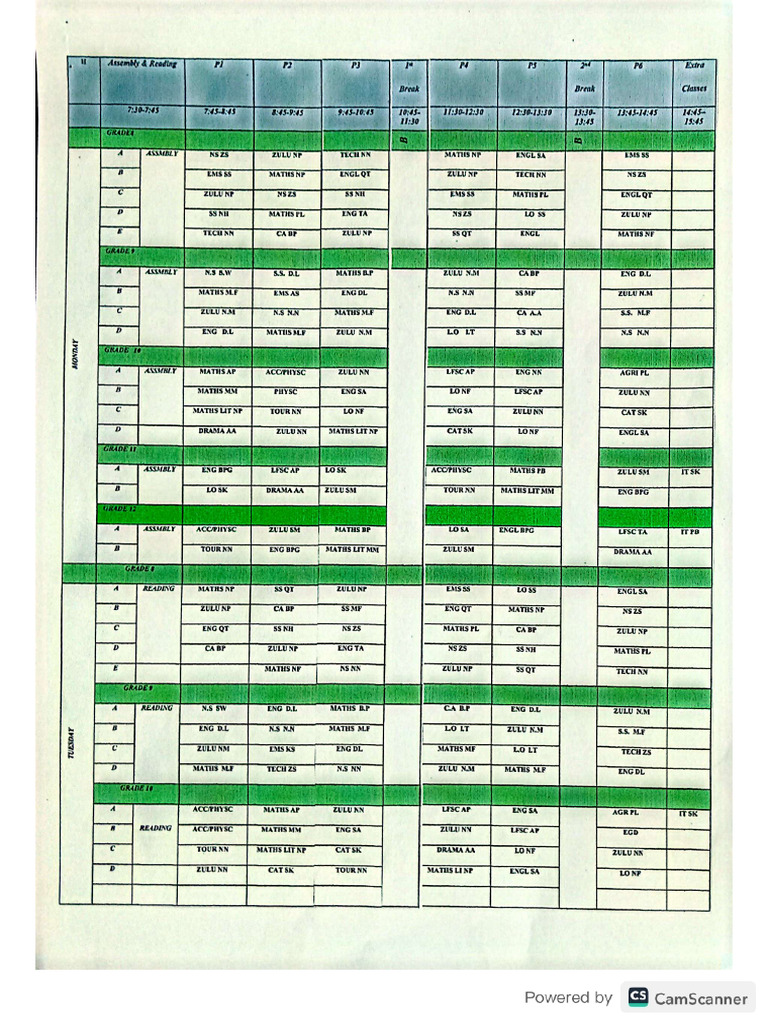 Composite Timetable | PDF