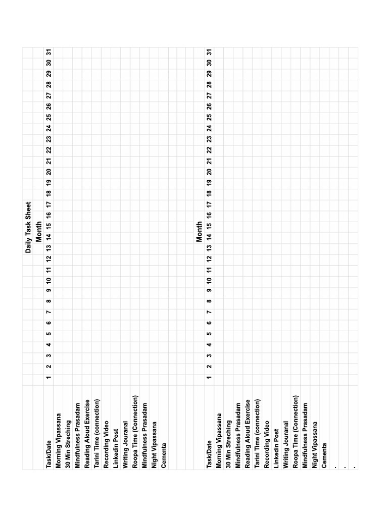 Daily Task Sheet | PDF