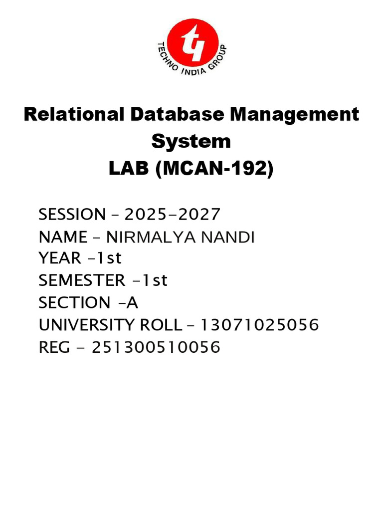 Rdbms Lab Assignments File1 (1) | PDF | Relational Database | Software ...