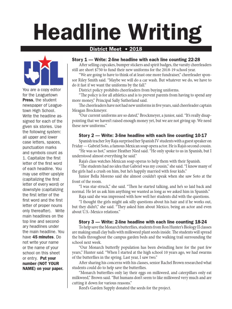 Headline Sample 2018 | PDF | Verb | Phrase