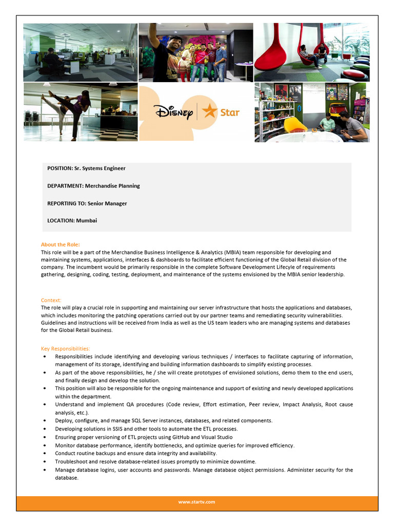 JD - Sr. Systems Engineer (DPEP) | PDF | Databases | Web Development