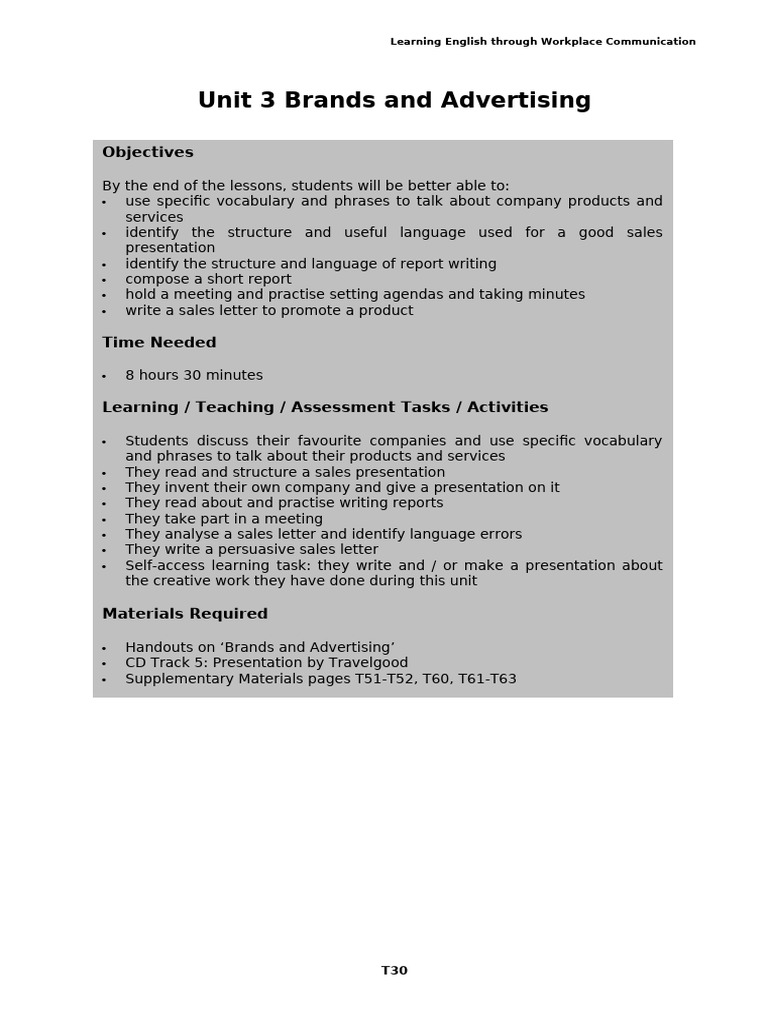 Unit 3 Teacher's Notes | PDF | Adjective