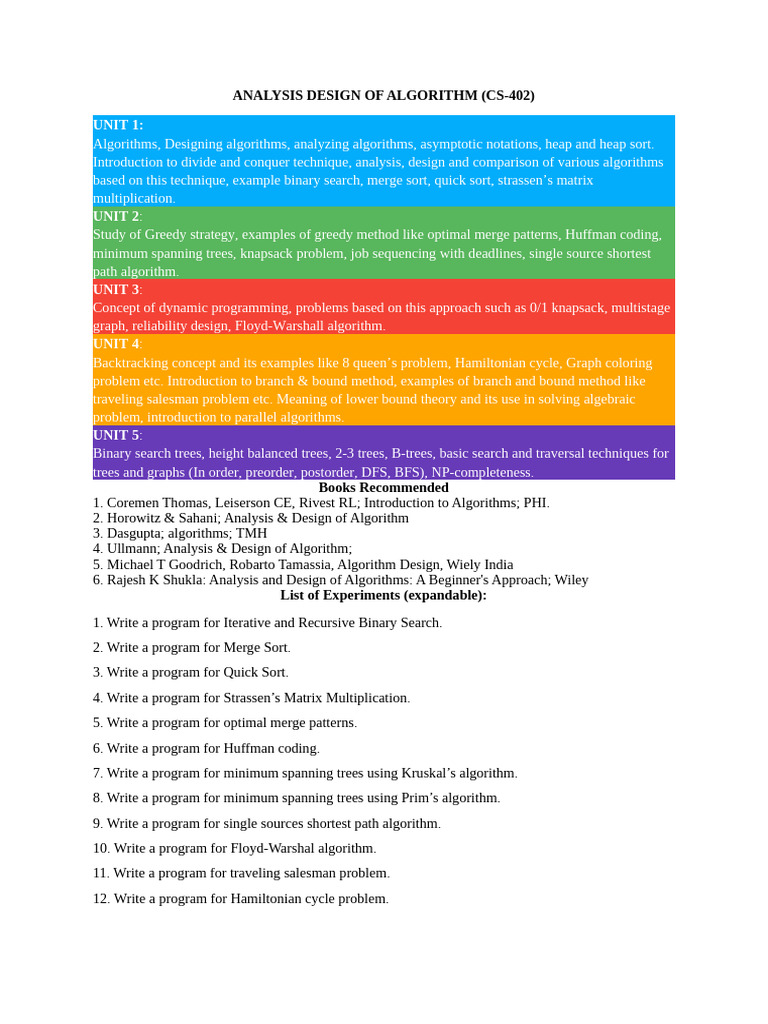 Syllabus CS 402 | PDF