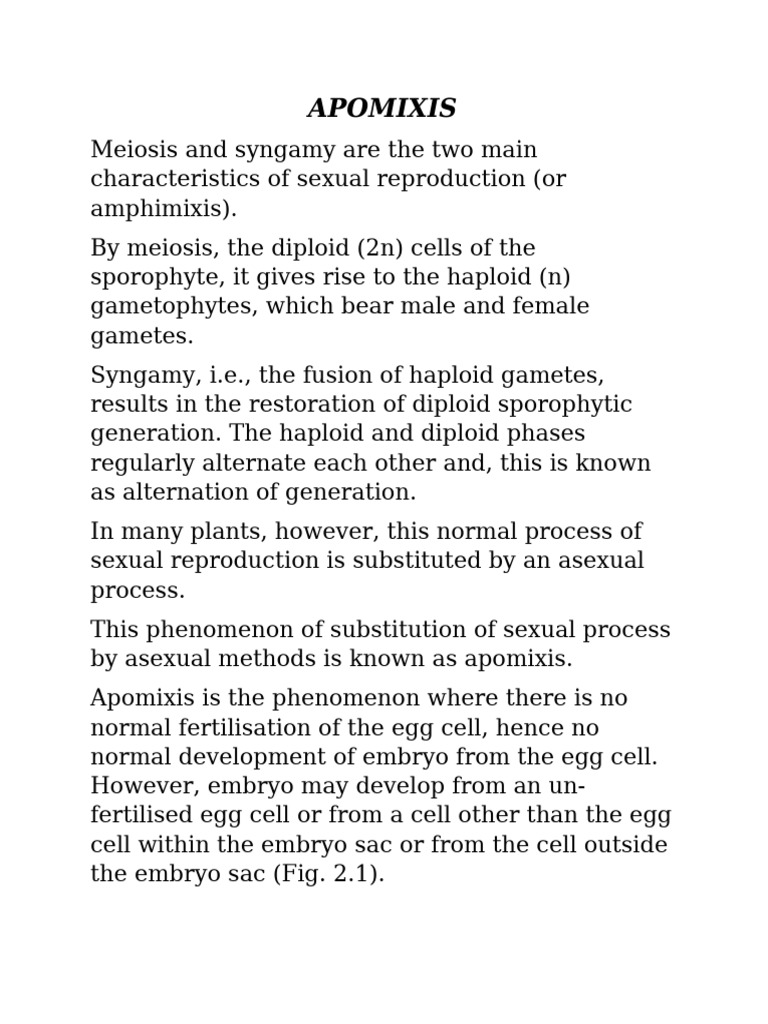 Apomixis | PDF
