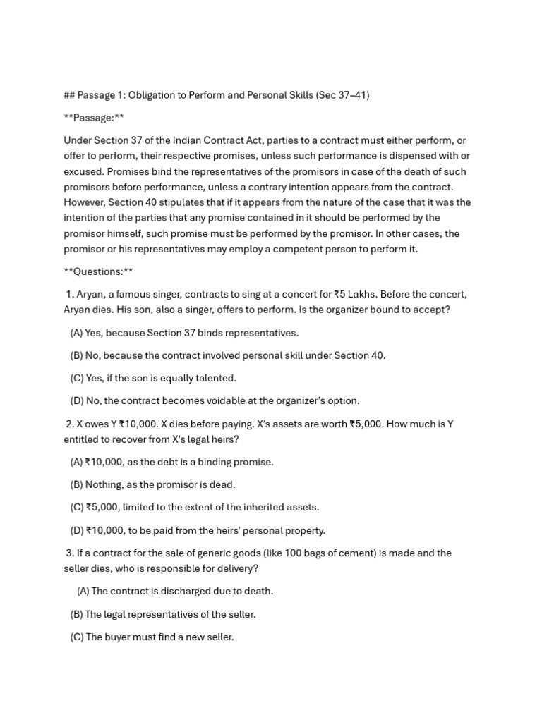 Performance of Contract | PDF | Legal Liability | Debt
