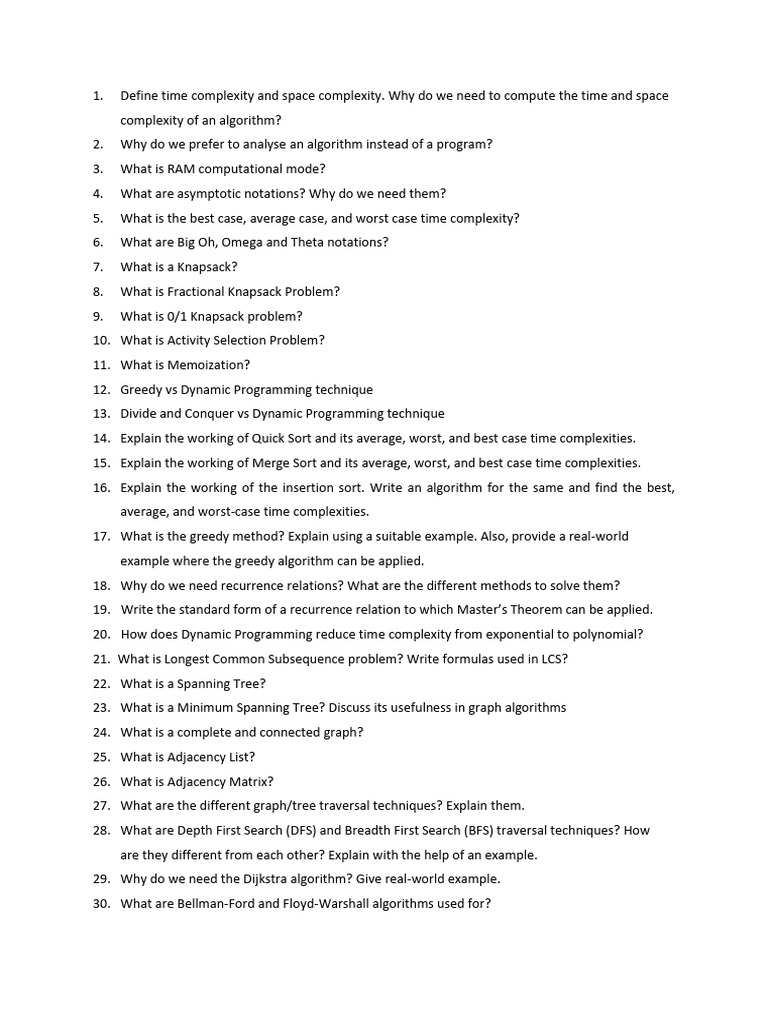 Viva Questions (ADA).PDF | PDF | Time Complexity | Computational ...