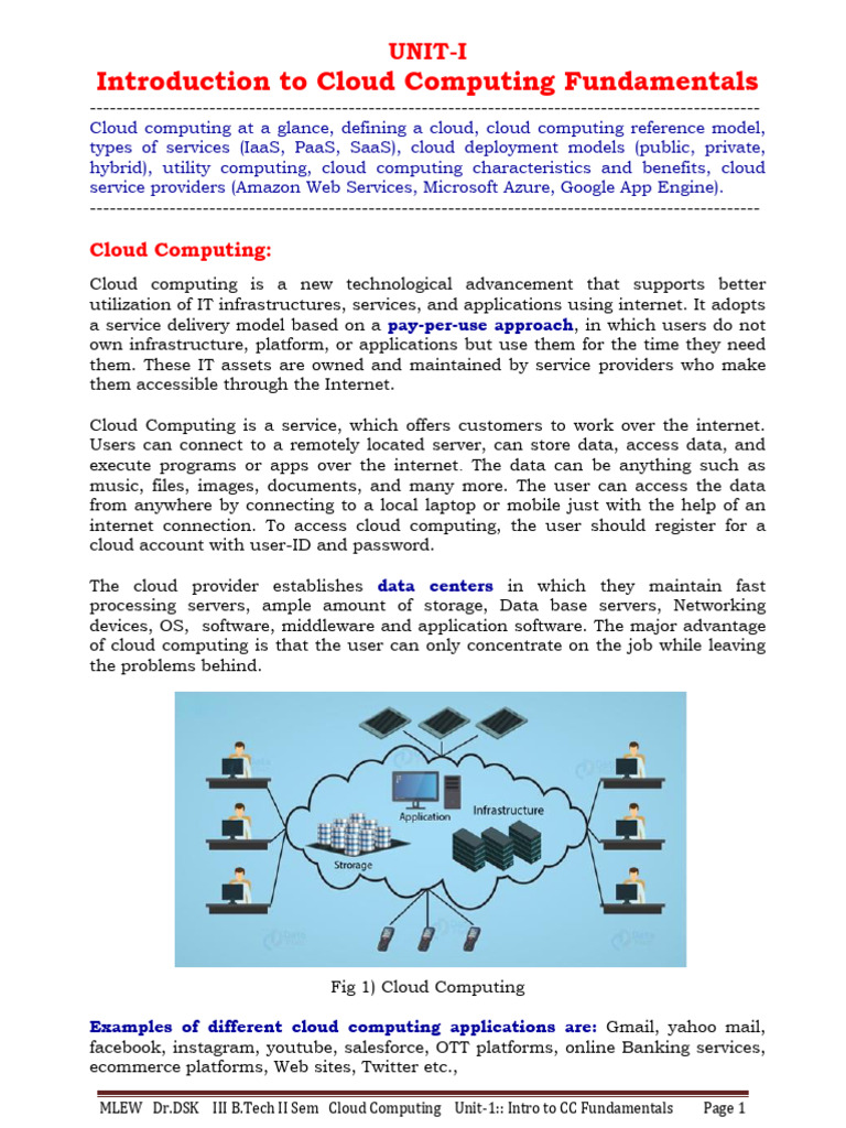 CC Unit-1 Introduction Fundamentals | PDF | Cloud Computing | Amazon ...