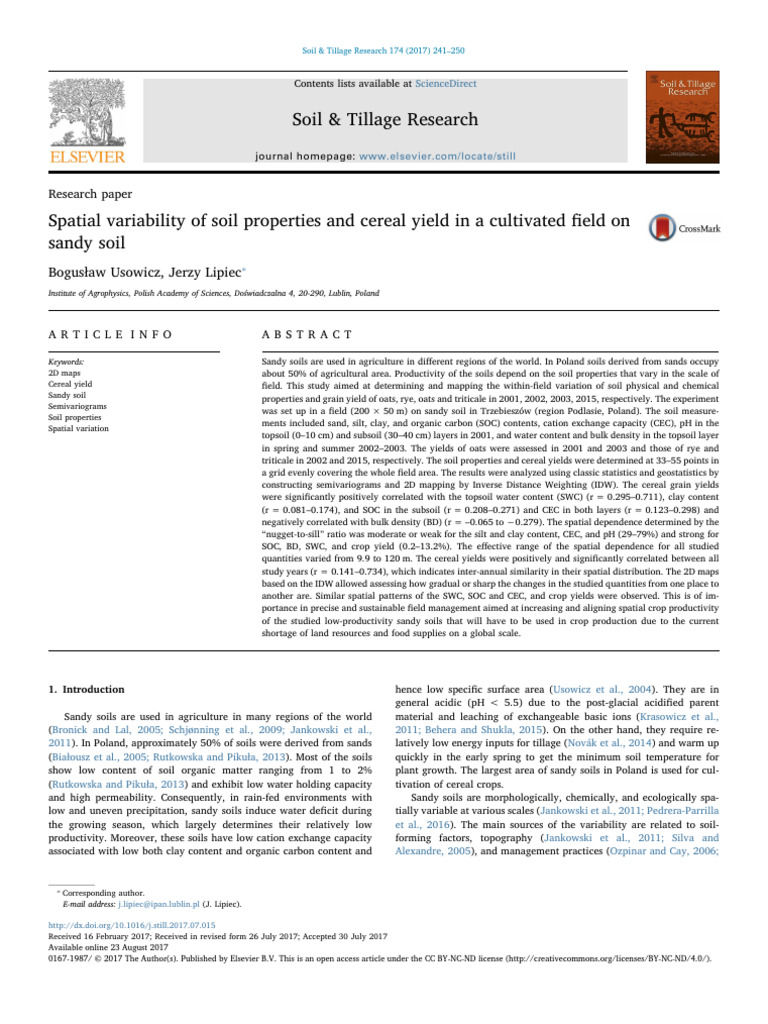 1-s2.0-S0167198717301423-main | PDF | Soil | Topsoil