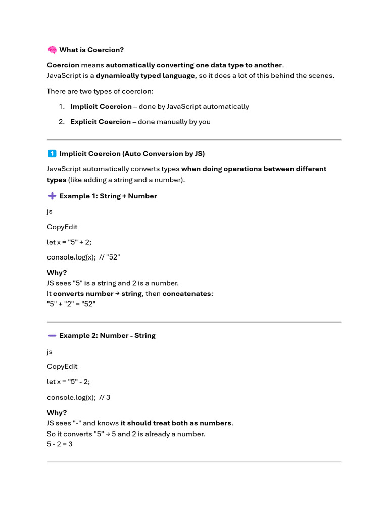 ? What is Coercion | PDF | Object Oriented Programming | Programming ...