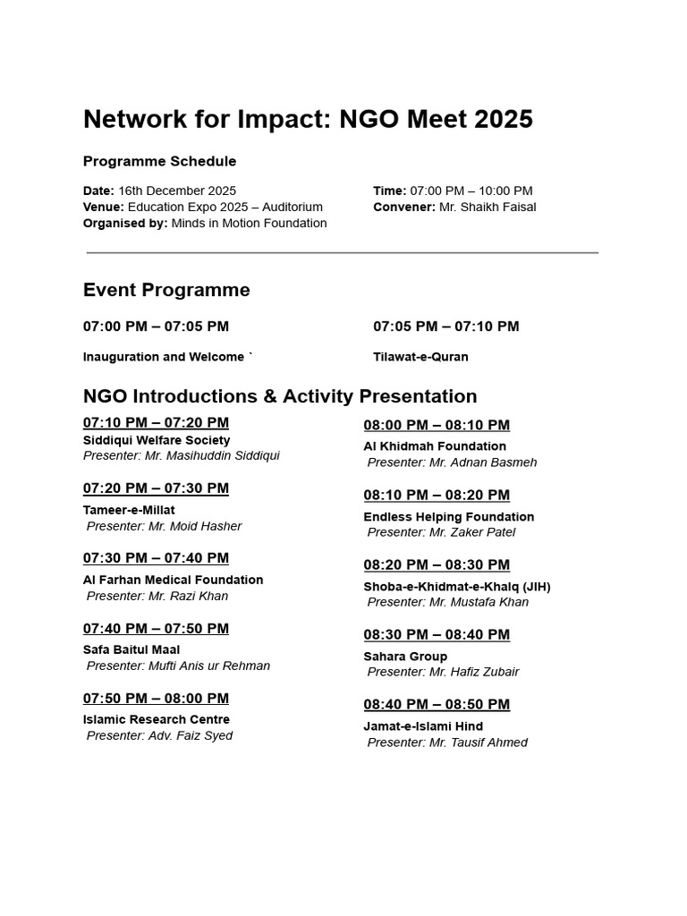 Network for Impact_ NGO Meet 2025 | PDF