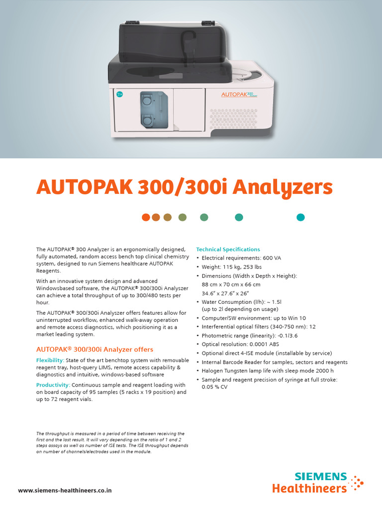Autopak 300 Biochemistry Analyzer | PDF