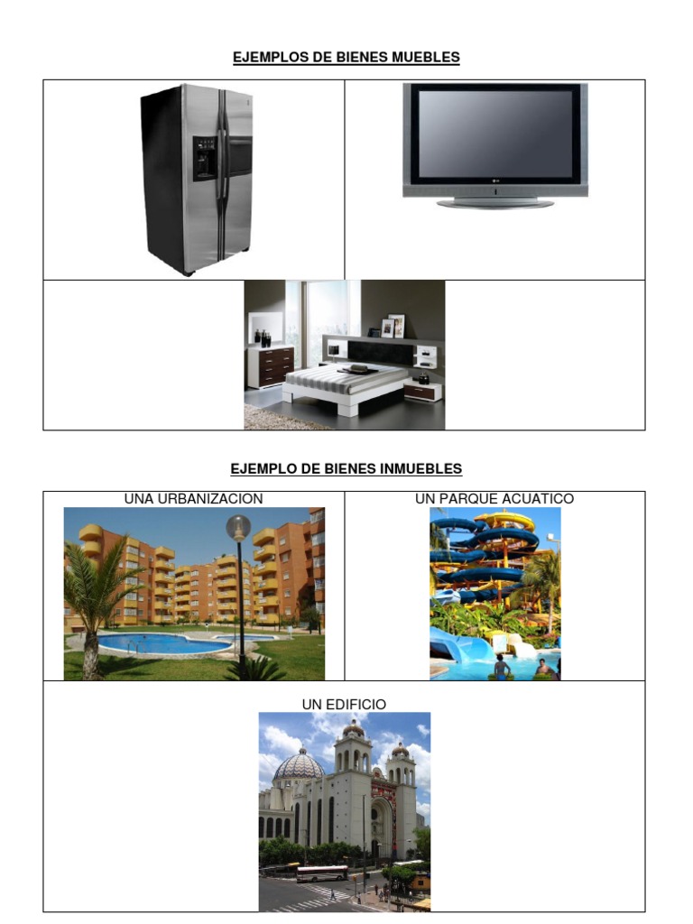 Ejemplos de Bienes Muebles e Inmuebles PDF