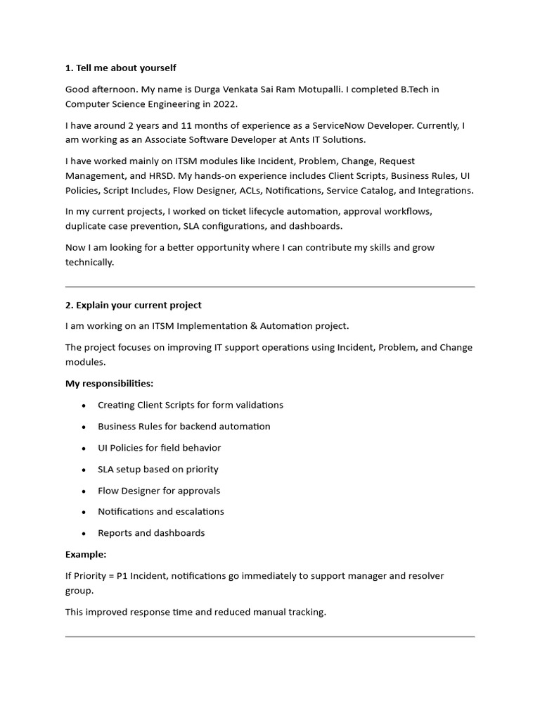 Servicenow interview questions | PDF | Client–Server Model | Computing