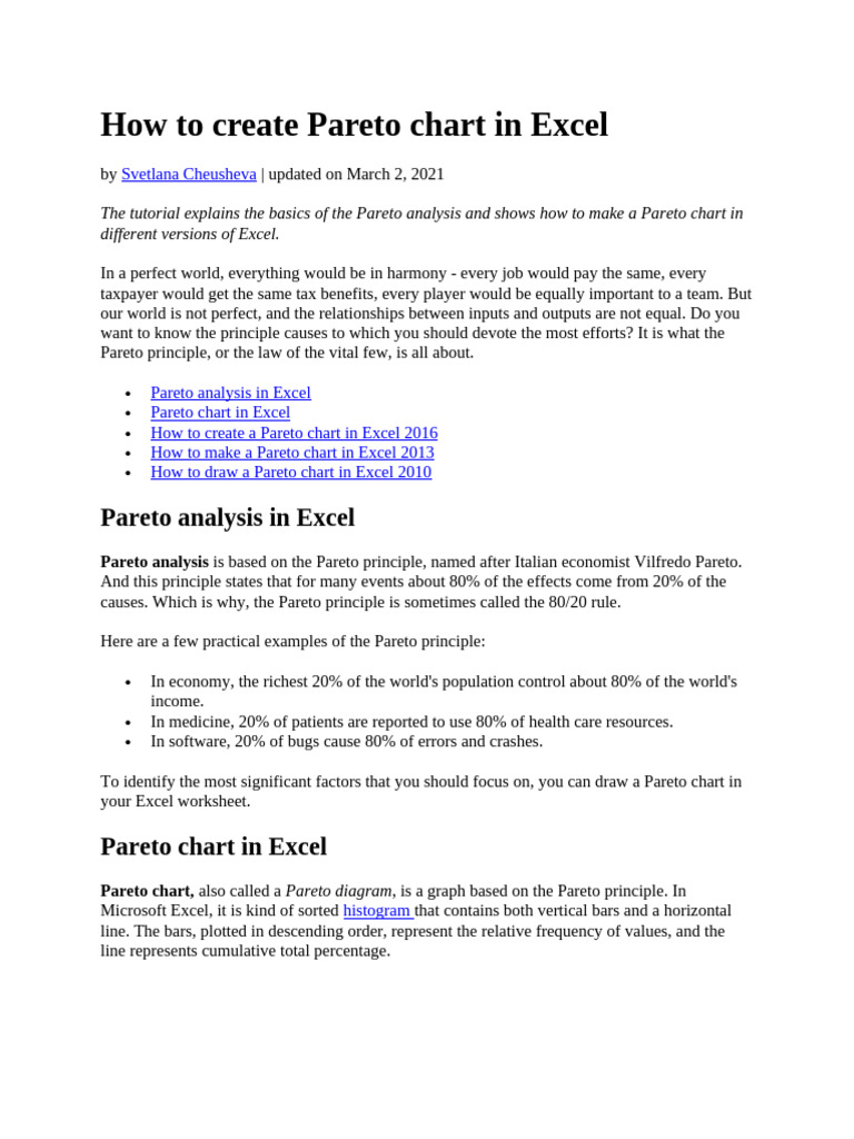 How to create Pareto chart in Excel | PDF | Microsoft Excel