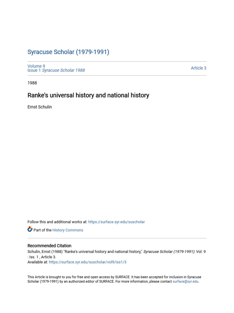 Rankes Universal History | PDF | Nation | Holy Roman Empire