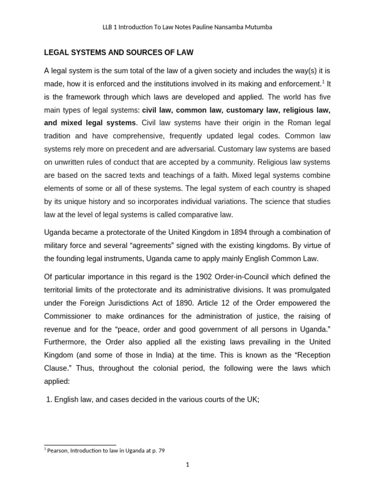 Legal Systems and Sources of Law | PDF | Equity (Law) | Legal Remedy