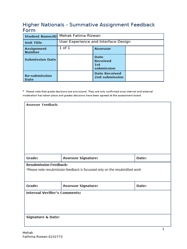 E232773 User Experience and Interface System Assignment | PDF ...