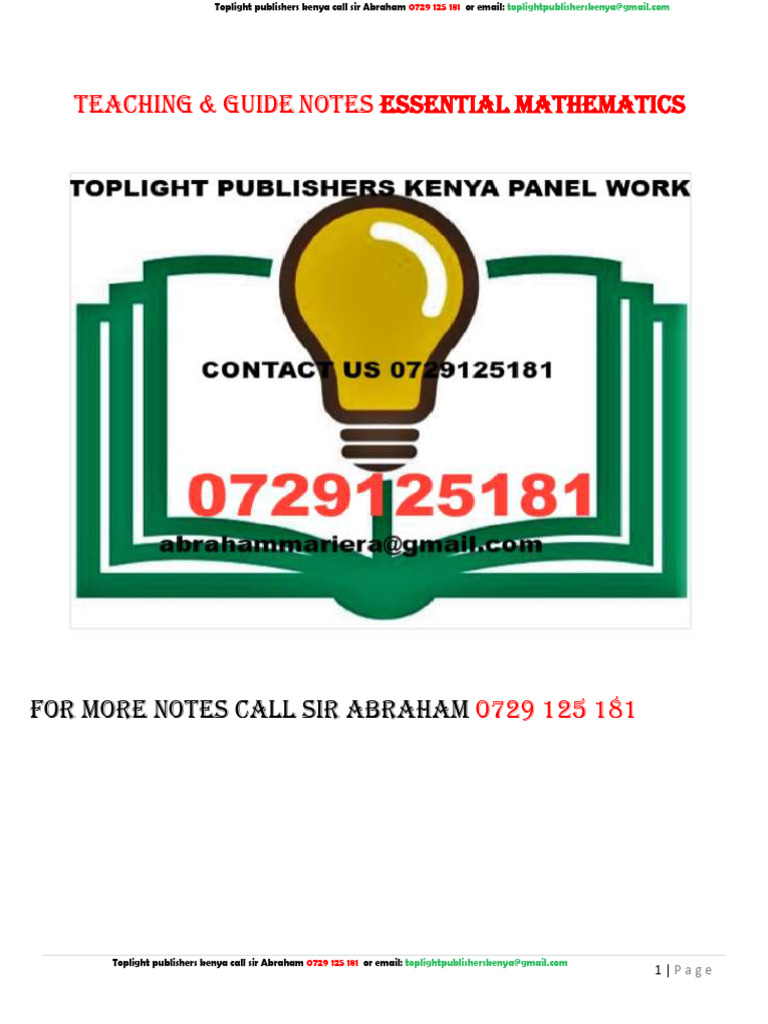 Grade 10 Essential Mathematics Teaching Notes 0729 125 181 | PDF ...