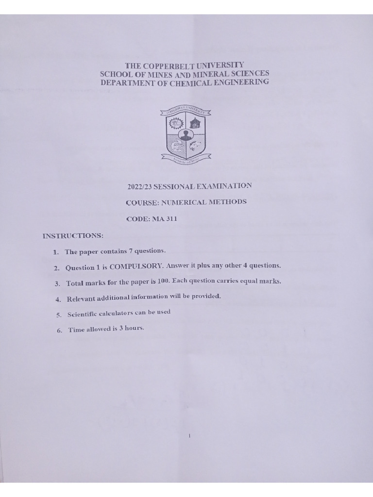 2022-23 MA 311 Sessional Exam | PDF