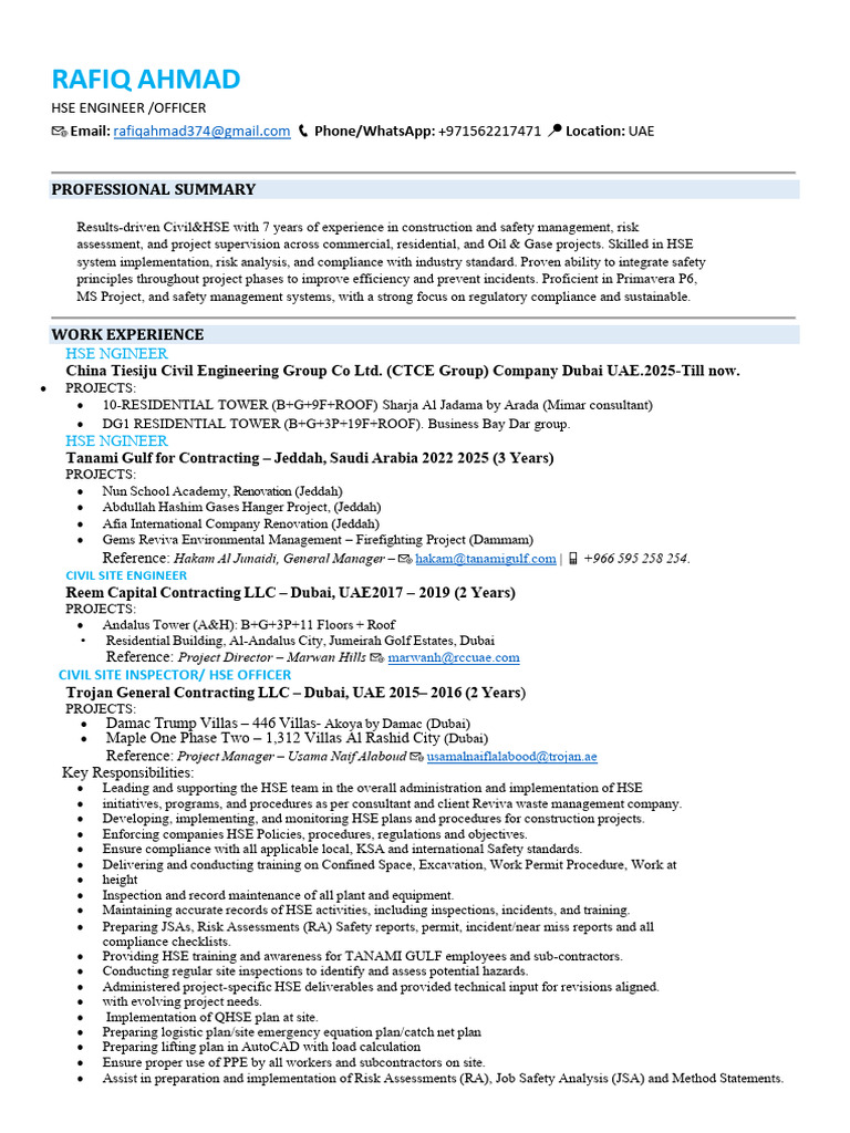 Hse Engineer Updatedn-Cv | PDF | Occupational Safety And Health | Safety