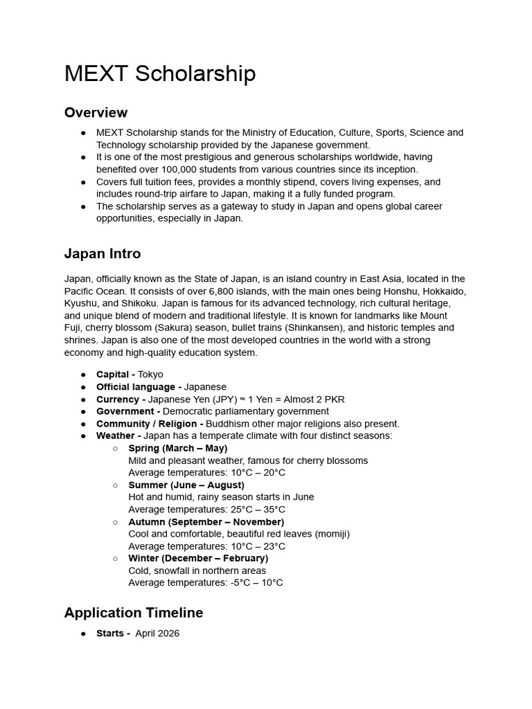 MEXT Scholarship | PDF | Japan | Academic Degree
