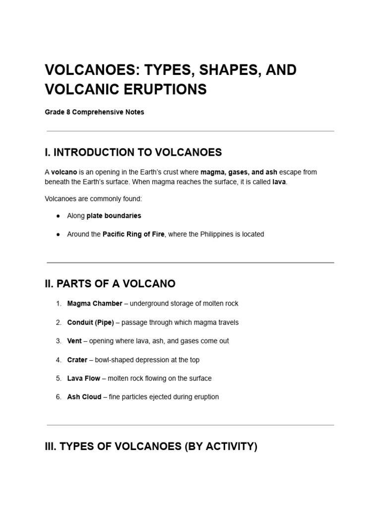Volcanoes_ Types, Shapes, And Volcanic Eruptions | PDF | Volcano | Lava