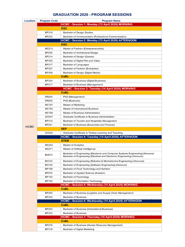 _SGS_Graduations_2026_Program_sessions_27_Feb | PDF | Engineering ...