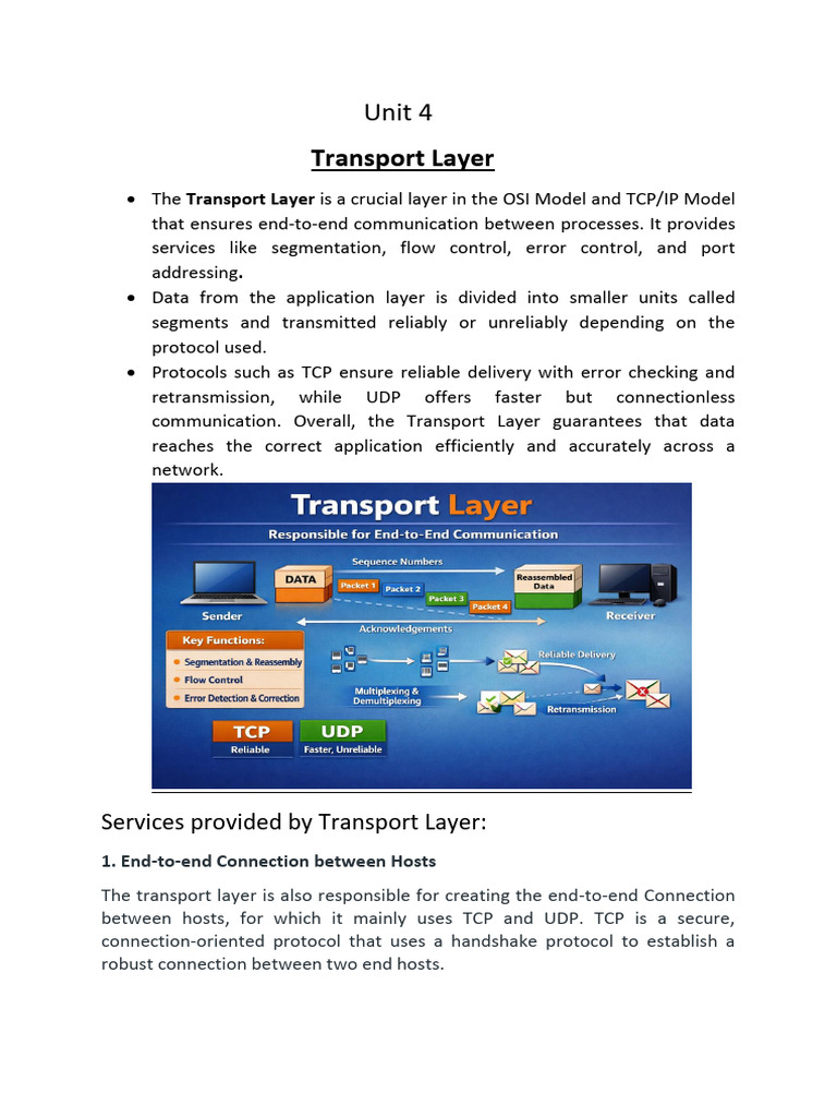 Unit 4Transport Layer | PDF | Transmission Control Protocol | Network ...