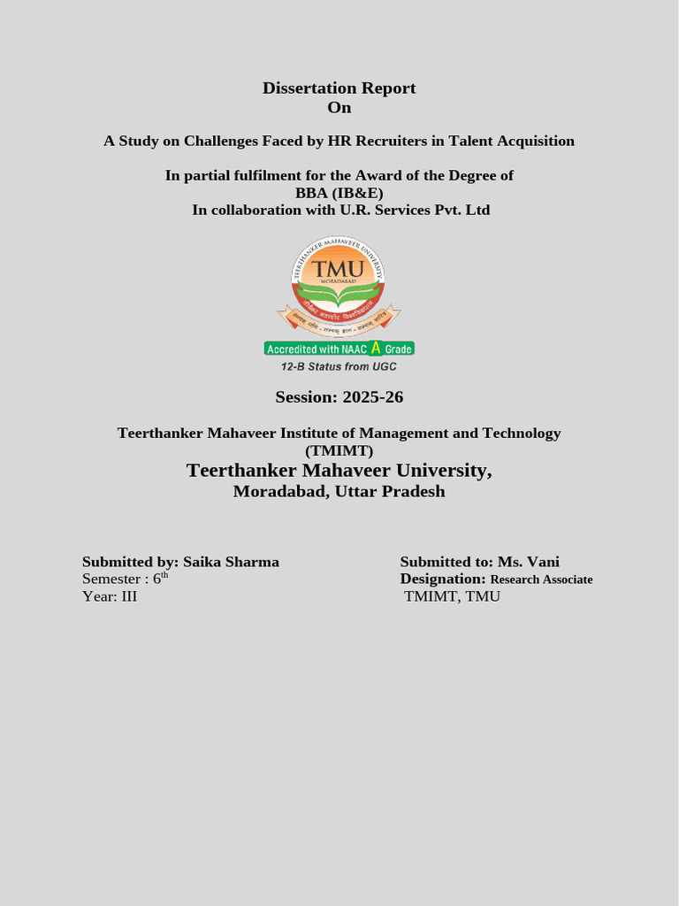Dissertation Report | PDF | Recruitment | Human Resources