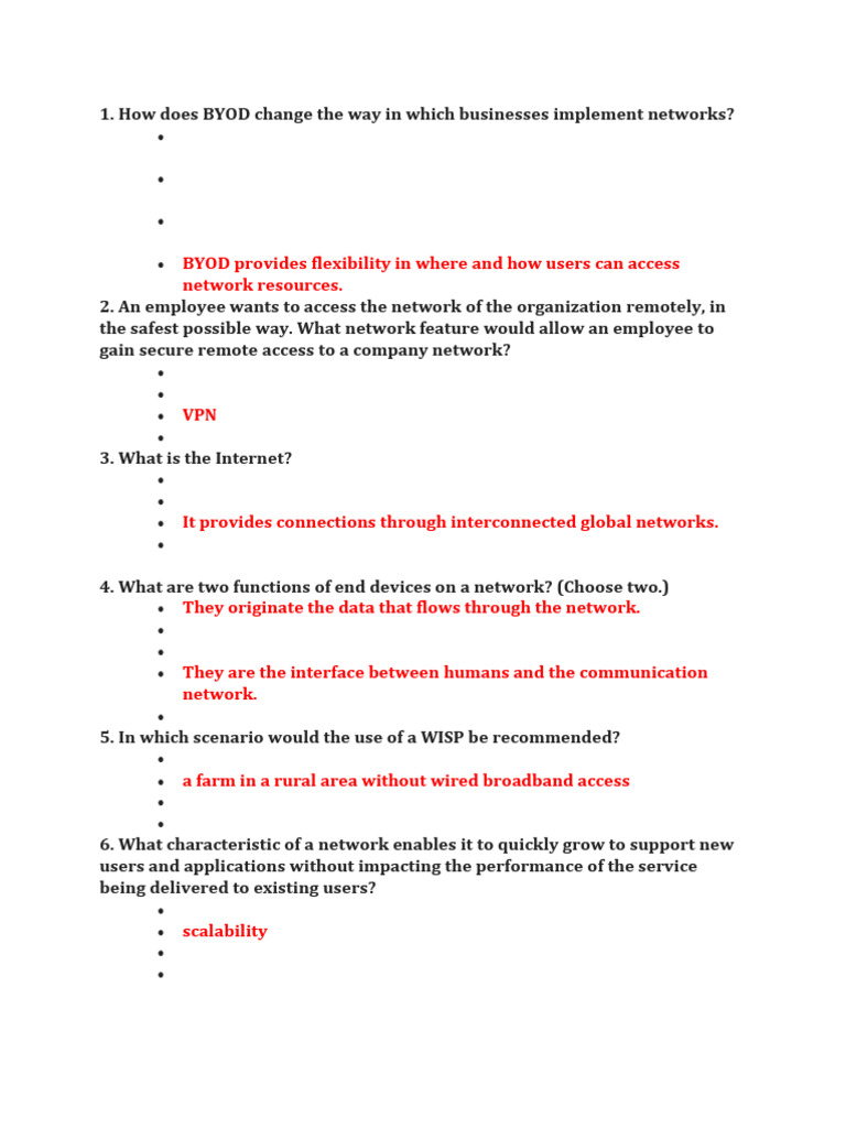 ITN_Mod_1 quiz_ans | PDF | Computer Network | Internet