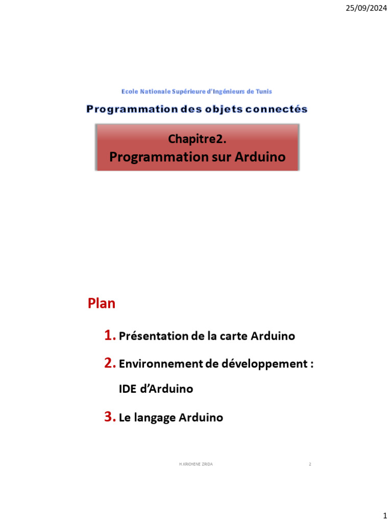 Chapitre2.Programmation Sous Arduino | PDF | Arduino | Environnement de ...